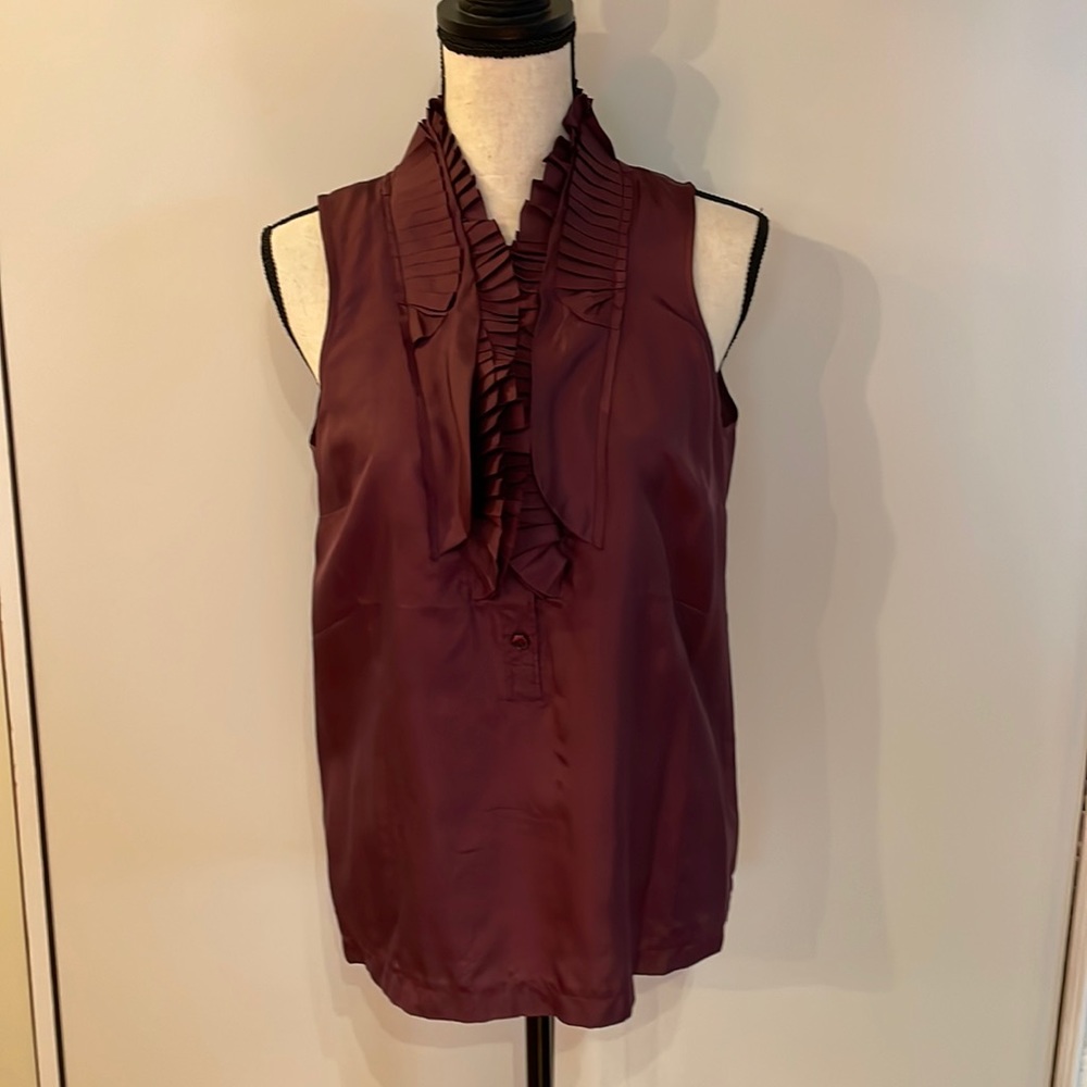 [J Crew] Plum Silk Ruffled Blouse
